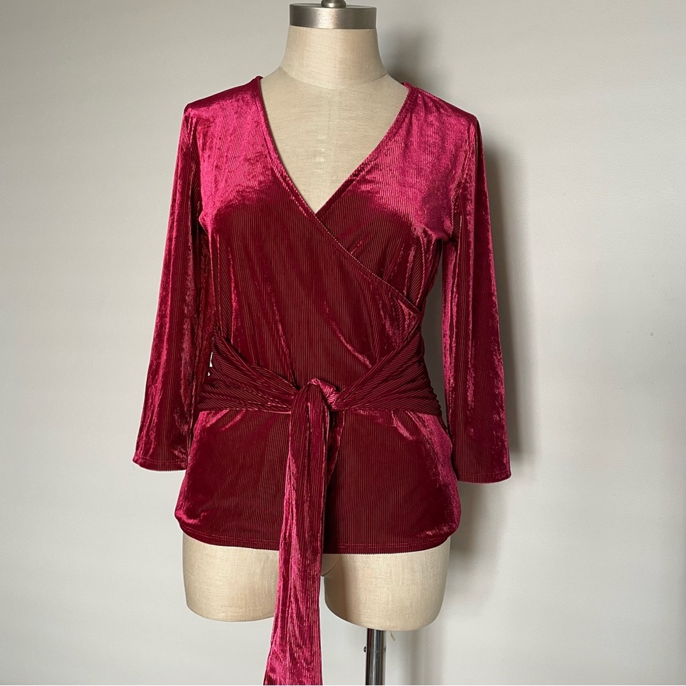 Express One Eleven ribbed velour faux wrap top size M. NWT